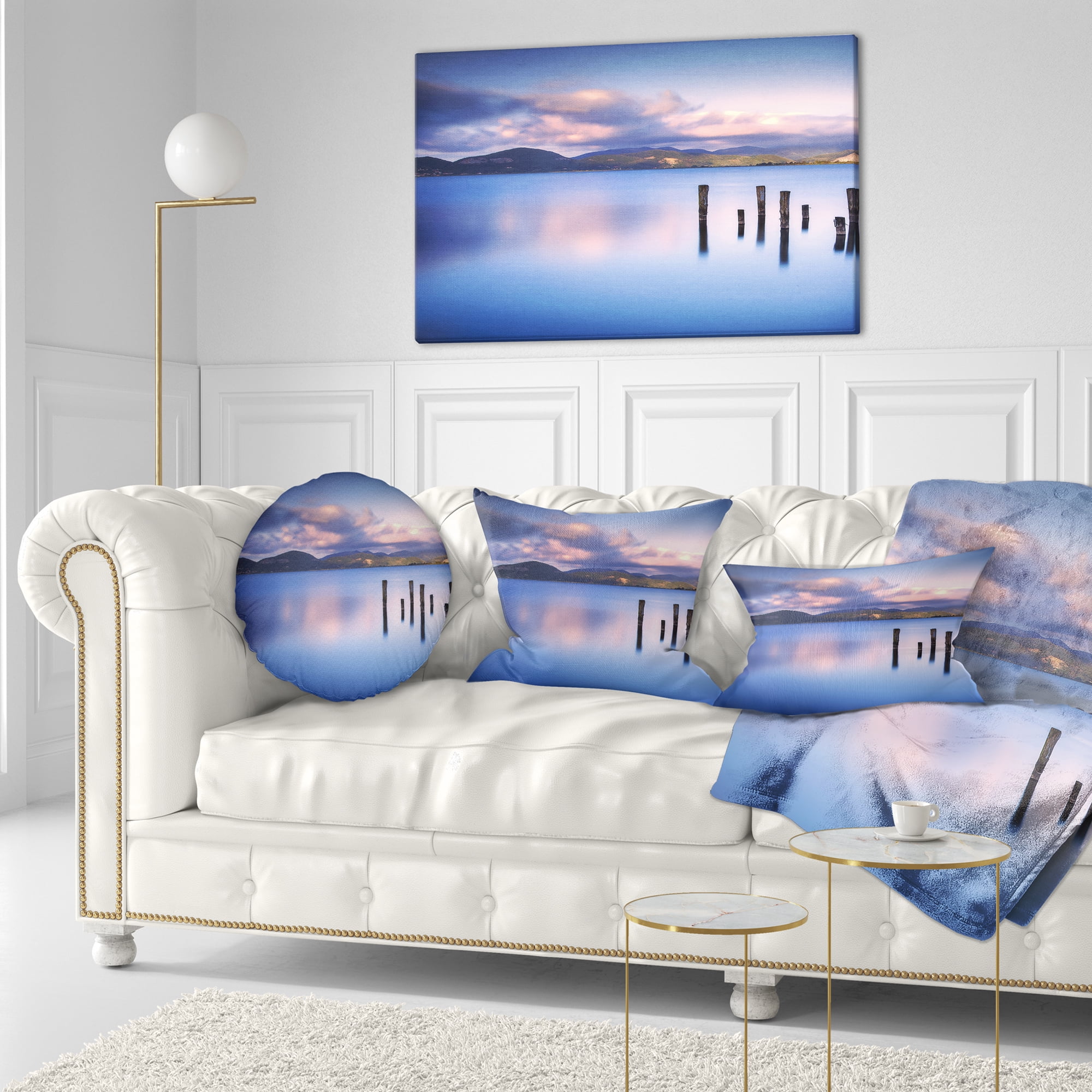 Designart Colorful Clouds at Sunset - Seascape Throw Pillow - 12x20