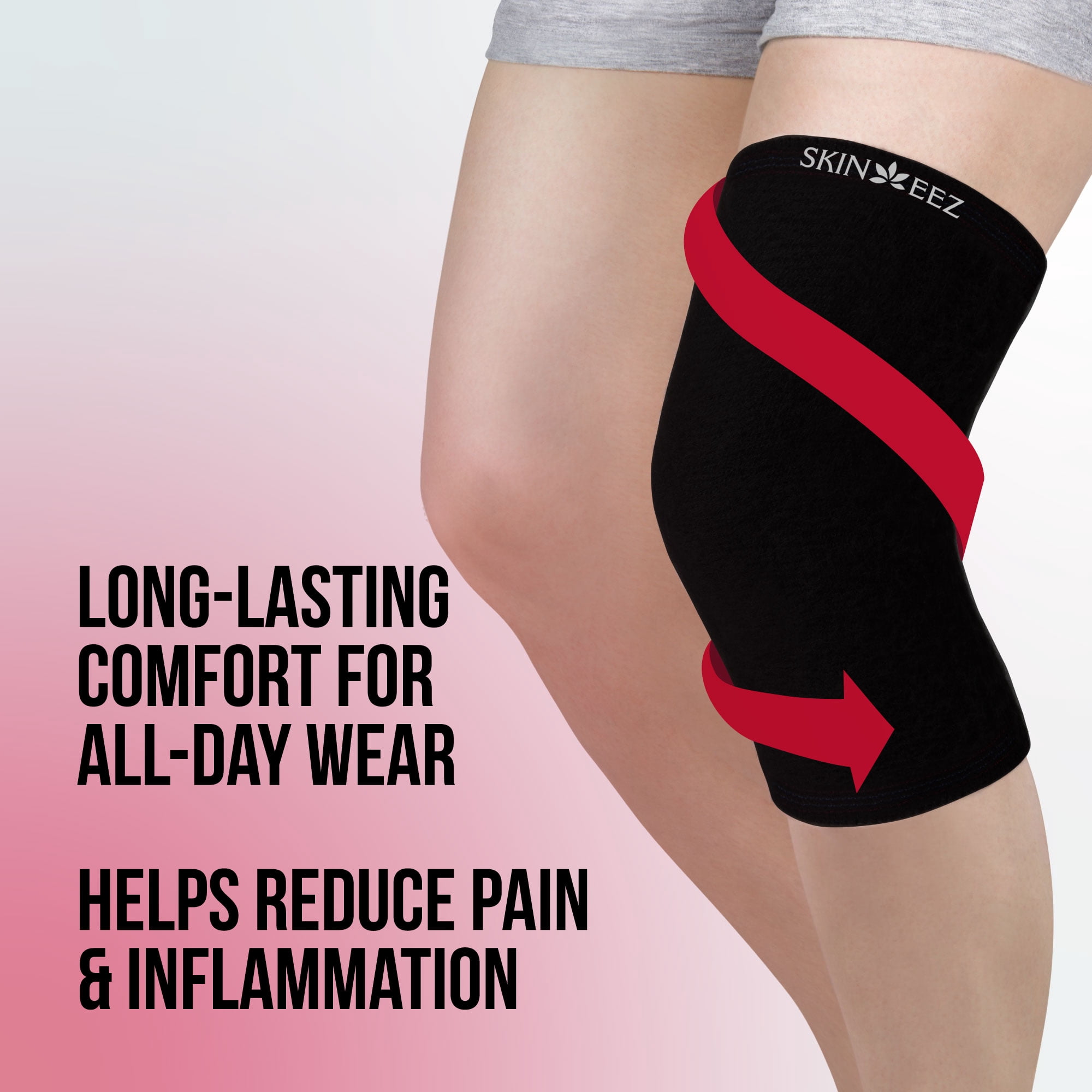 Skineez Hydrating Moderate Compression Knee Sleeve, Size S/M, Black