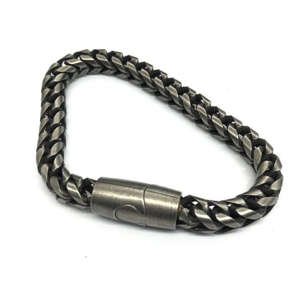 Pulsera de acero inoxidable negro retro con cierre magnético para hombre