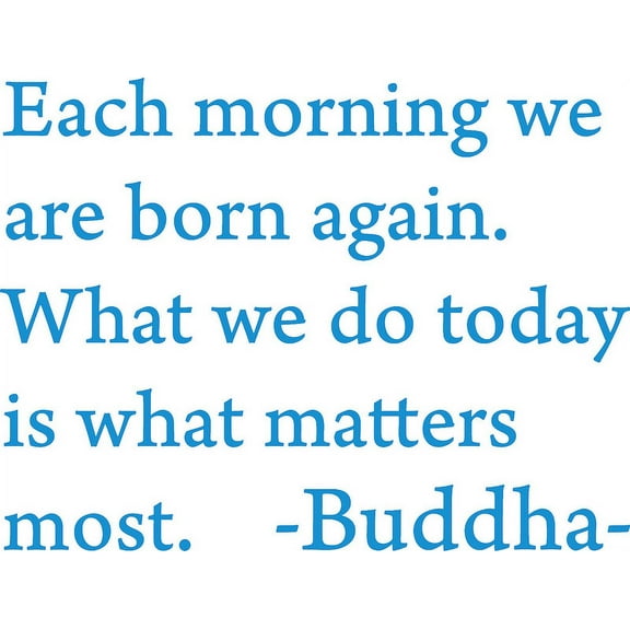 Blue 27" x 20" Each morning we are born again. Buddha Vinyl wall art Inspirational quotes and saying home decor decal sticker