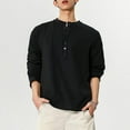 thumbnail image 6 of YLSDY Men's Henley Shirt Fall Long Sleeve T-Shirt Button Crew Neck Loose Solid Color Tshirt Summer Base Layer Shirts Black XXXL, 6 of 7