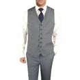 thumbnail image 7 of Mens Ticket Pocket 3-piece Gray Wool Trim Fit Vested Suit, 7 of 7