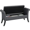 thumbnail image 5 of Topeakmart Modern Fabric Tufted Storage Bench Cushioned Ottoman Bench with Rolled Arms, Dark Gray, 5 of 10