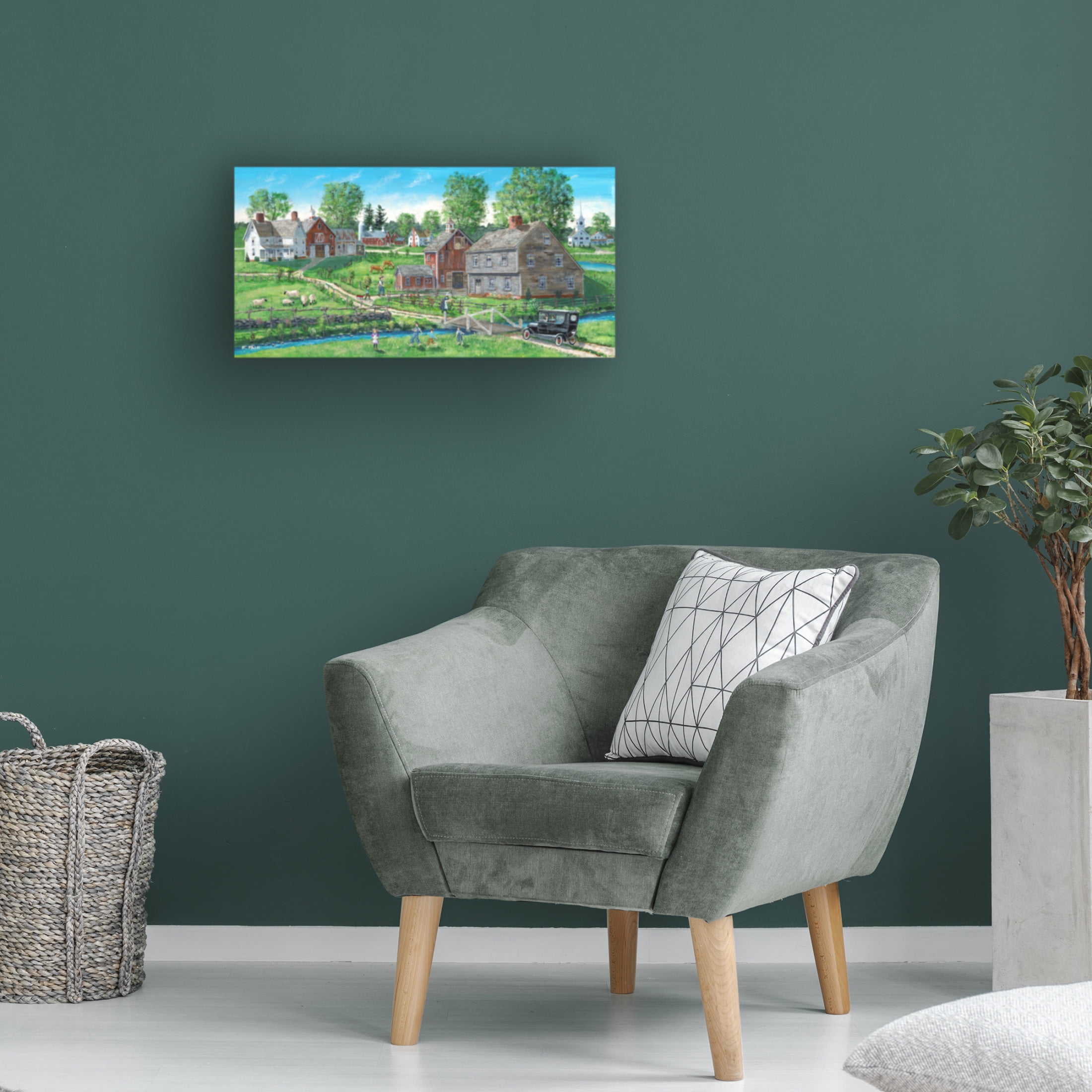 Canvas Wall Art - Bob Fair 'Learning to Fish' Wall Art for Living Room, Bedroom, or Office Décor by Trademark Fine Art - 24 x 12 Inches