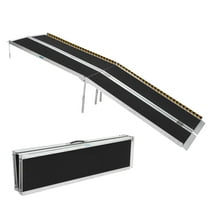 EastVita 9 FT Portable Wheelchair Wheel Chair Ramps for Homes with Plate, Aluminum Wheelchair with Non Surface Reflective Strips, Weight Up to 600