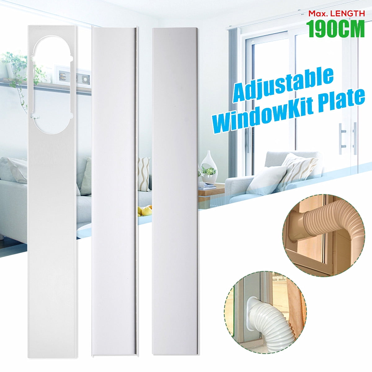 2/3pcs Adjustable Window Slide Kit Plate Air Conditioner Wind Shield Portable A+