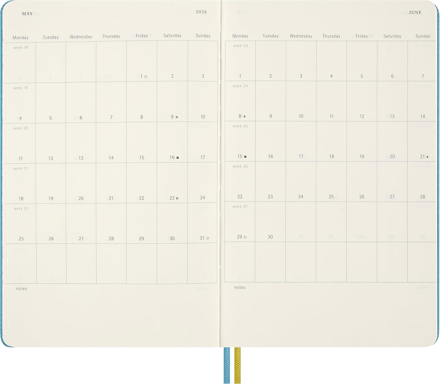 Moleskine Limited Edition Peanuts 'Charlie & Lucy' 18 Month 2025-2026 Weekly Planner, Hard Cover, Large (5" x 8.25"), Reef Blue, 208 pages