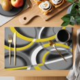 thumbnail image 2 of Yellow Geometric Placemats Set of 6, Gray Black Retro Abstract Stripes Lines Placemats for Dining Table, Place Mats for Kitchen Tabletop, Waterproof Wipeable Dining Table Mats Set, 2 of 9