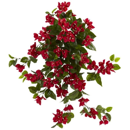 Bougainvillea Hanging - Nearly Natural 28? Bougainvillea Hanging Bush Artificial Plant (Set of 2) UV Resistant (Indoor/Outdoor)