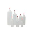 thumbnail image 1 of 8 oz Natural HDPE Cylinder Dispensing Bottle with 24-410 Natural LDPE Unlined Yorker Cap & Red Tip - Pack of 6, 1 of 1