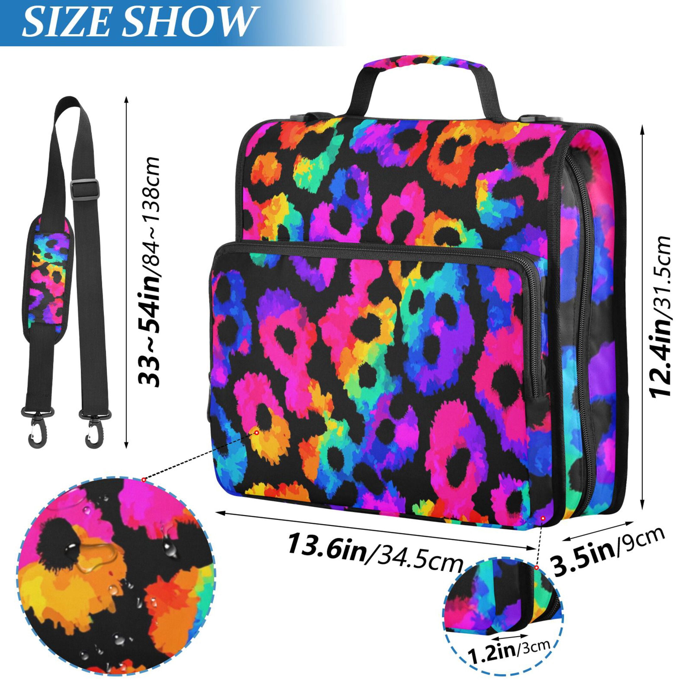 Zipper Binder Leopard 1.5 Inch Binder Folder Bag with Shoulder Strap and Handle