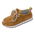 thumbnail image 5 of Modisza Womens Suede Loafers Lace up Slip on Comfortable Flat Shoes Business Casual Dressy Round Toe Walking Sneakers size 8 Orange, 5 of 6