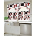 thumbnail image 4 of Red Black Geometric Kitchen Curtains Swag Valance and Tier Curtains Set 36 Inch Length, Farmhouse Minimalist Abstract Art Rod Pocket Drape Panels Pair Swag Curtains for Bathroom/Cafe/Window, 4 of 6