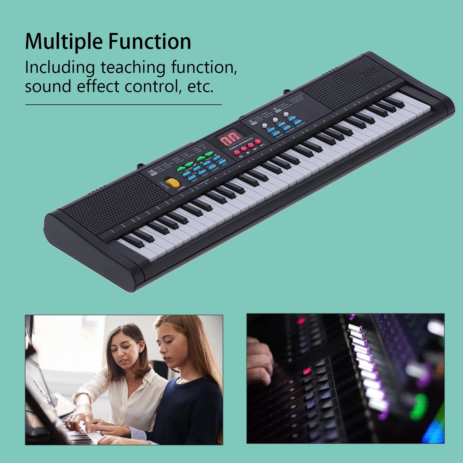 Electric Piano Instrument Keyboard Piano Instrument 61 Keys Electric Digital Multifunctional with Microphone MQ6186,Keyboard Piano