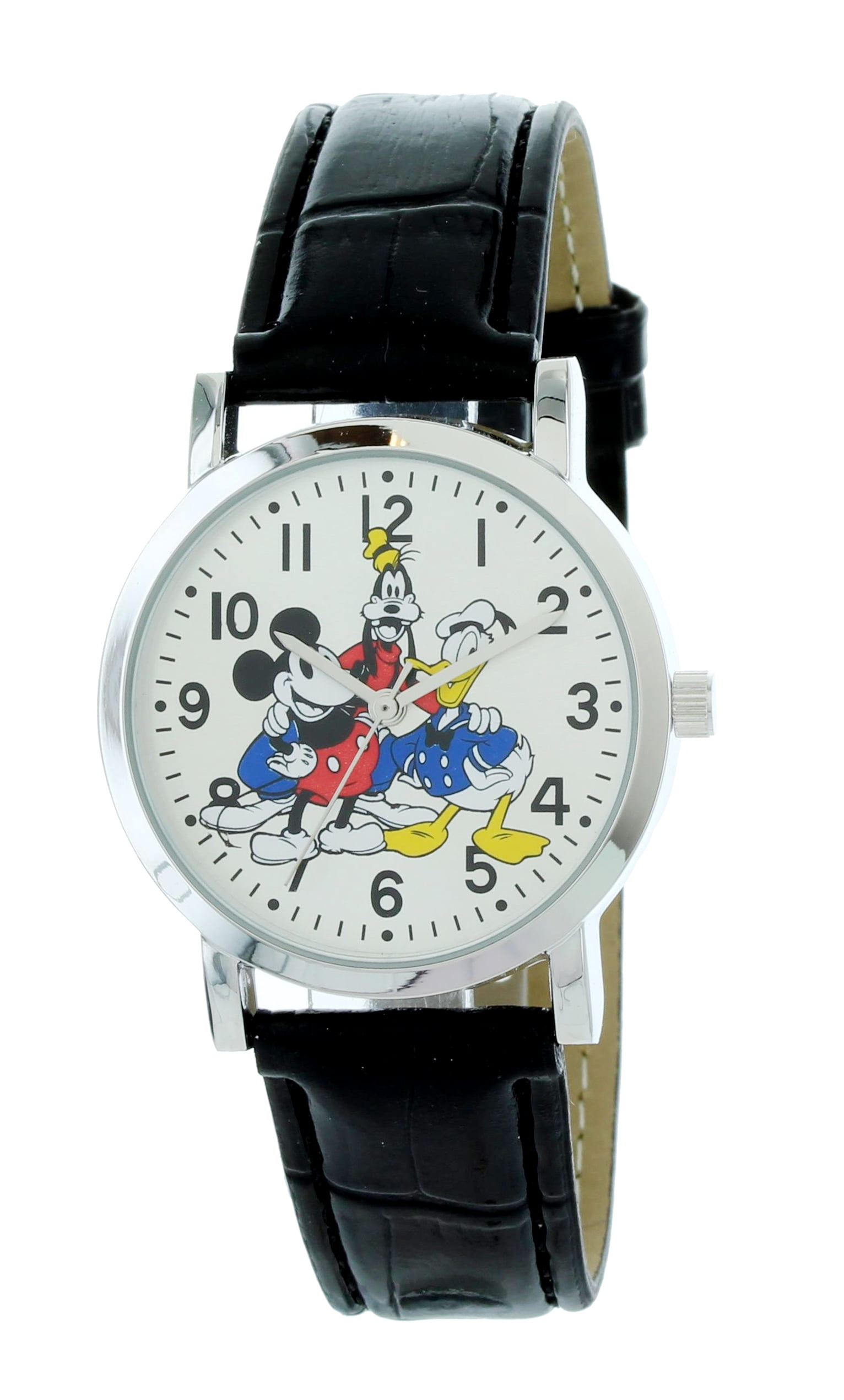 miki！ Disney Women's Mickey Mouse Classic Silver Tone Fluted Bezel