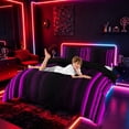 thumbnail image 4 of meiyoeat Modern Purple Striped Duvet Cover Set, Luxury Dark Gradient Bedding Full for Boys, Purple, Black Reversible3 Pieces, 1 Duvet Cover and 2 Pillowcases, 4 of 7