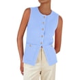 thumbnail image 1 of Chaleco tipo suéter PRETTYGARDEN para mujer, verano 2025, azul claro, 1 of 9