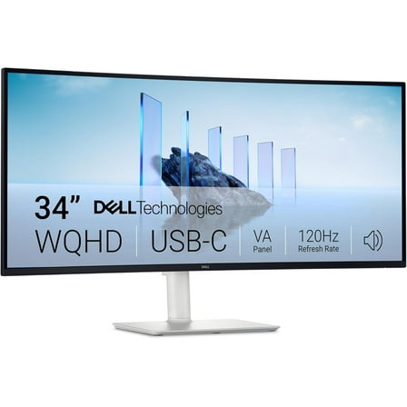 Dell Plus S3425DW 34" Class UW-QHD Curved Screen LED Monitor, 21:9, Ash White
