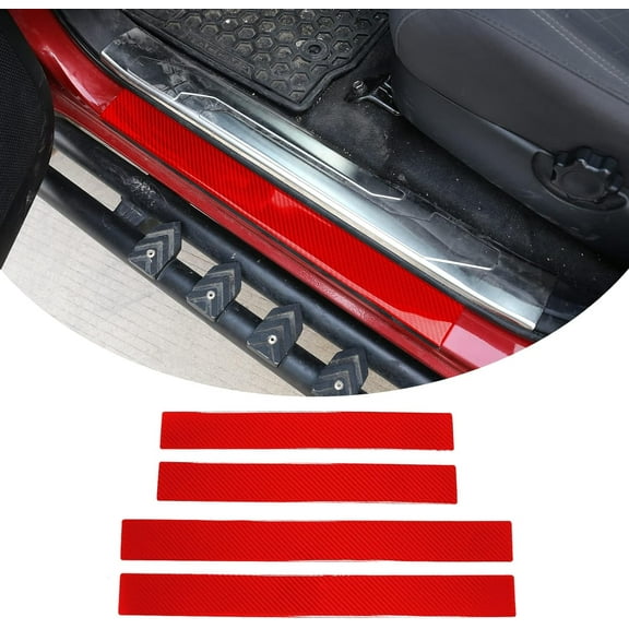 TINKI Door Sill Guard Fit for Toyota Tacoma 2015 2016 2017 2018 2019 2020 2021 2022 2023,Soft Carbon Fiber Interior Door Entry Guard Protector Accessories