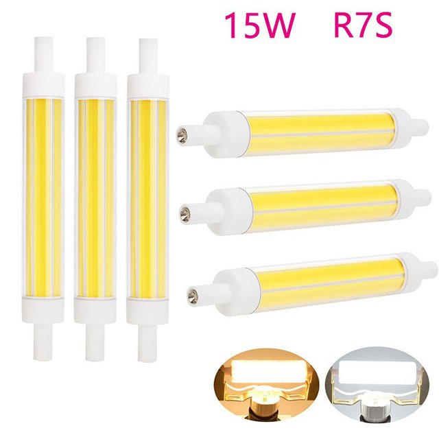 LED R7S de cerámica de alta potencia, atenuación de 118mm, 15W, COB, doble extremo, Base J T3, 220V, J118, reemplazo para luz halógena en el hogar, 150W
