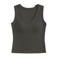 thumbnail image 5 of Bibifish Womens Tank Tops V Neck Wide Strap Solid Ribbed Camisoles Long Length Daily Layering Summer Sleeveless Shirts, 5 of 5