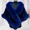 thumbnail image 4 of comerut Thickened Warm Solid Color Fluffy Cape Coat Women Winter Faux Mink Fox Fur Shawl, 4 of 8