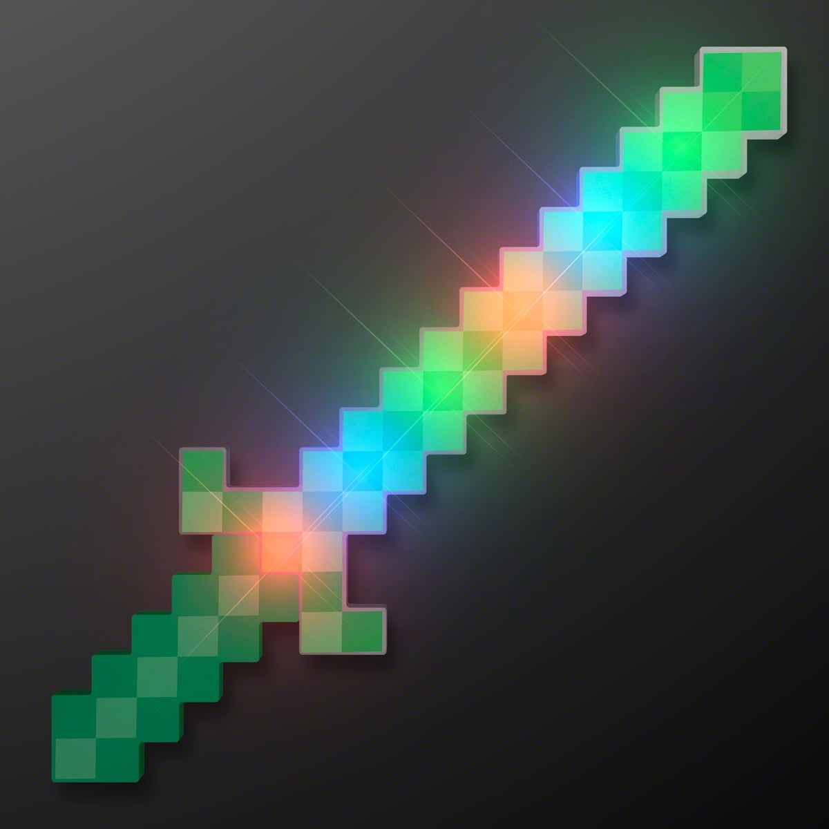 3PCs MineCraft light up pixel Sword Diamond LED Flashing Lights and FX Sound 