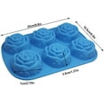thumbnail image 2 of Large Rose Flower Silicone Tray for Cake Bread Pudding Chocolate Muffin Soap, 6-Cavity 3D Ice Cube Handmade Molds- Purple & Blue & Pink, 2 of 8