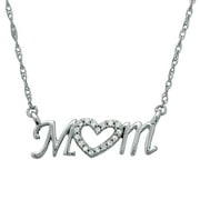 POMPEII3 Pompeii Diamond Heart Mom Pendant 10k White Gold Women's Necklace (JK,I2-I3)