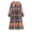 Navy, variant on Spring Summer Women Tie Neck Ethnic Floral Print Beach Bohemian Maxi Dresses Ladies Ruffles Pleated Boho Dress Robe Vestidos