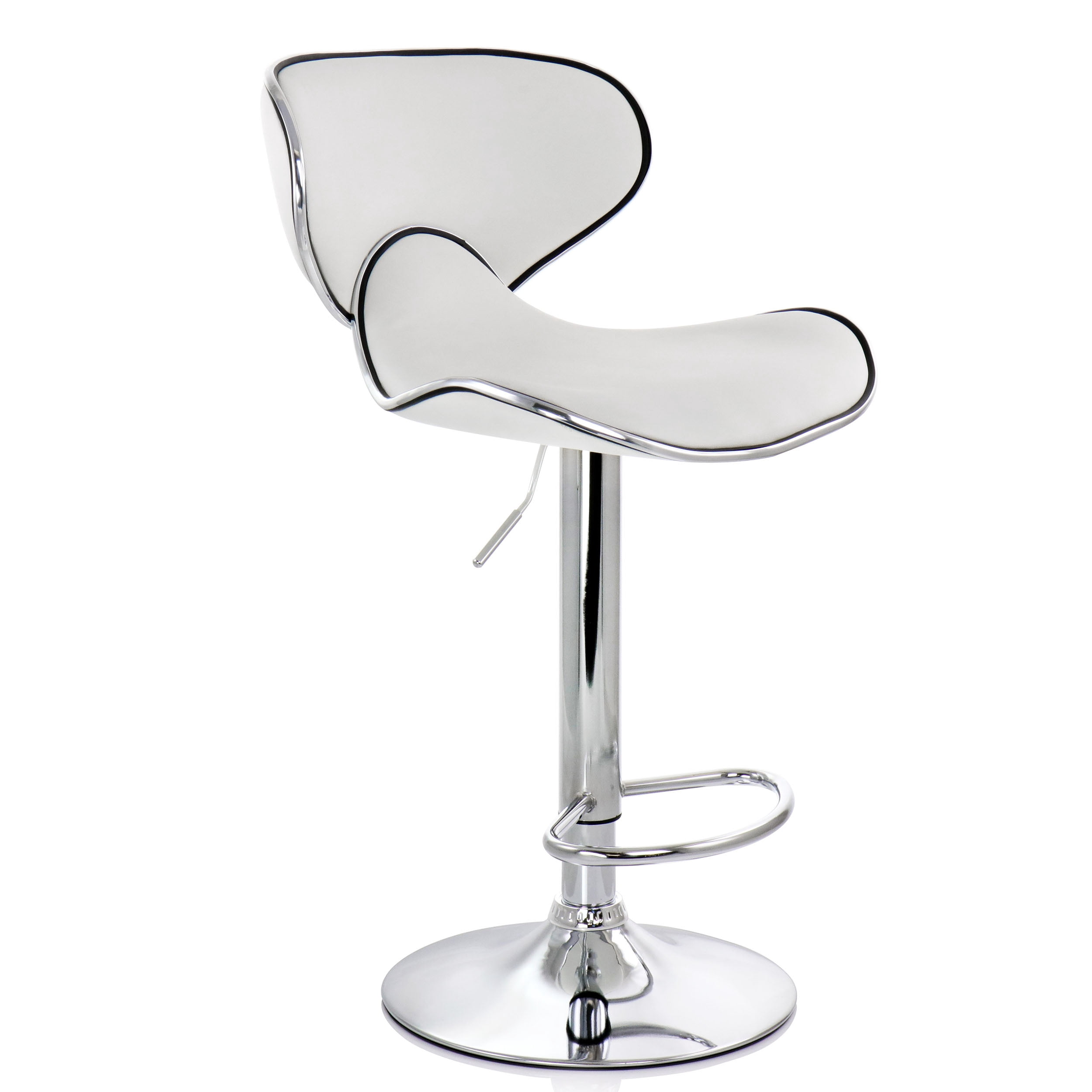 Elama 2 Piece Faux Leather Adjustable Bar Stool in White with Chrome Base
