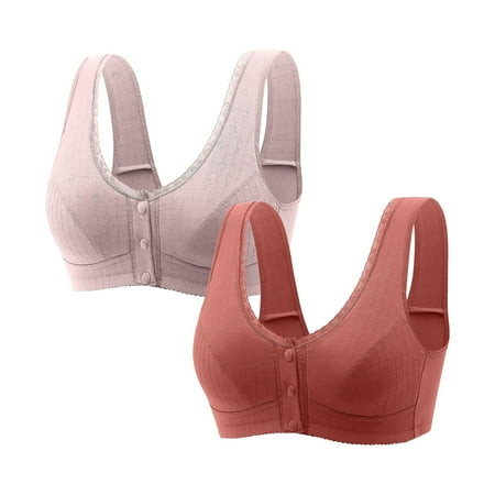Clearance! HCURIBAD Wireless Bras  Seamless Bra Womens Daisy Bra Sports Bras Front Snaps Seniors Wireless Beauty Back Full Coverage Comfor Easy Close Bras  Backless Bra  Bras for Women Clear L