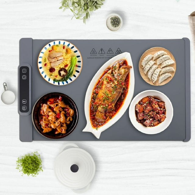 Food Warming Mat, Silicone Food Warmer, Fast Full Electric Warming Tray with 3 Level Adjustable Temperature, Roll Up Food Warmers for Parties Buffet, Everyday Use