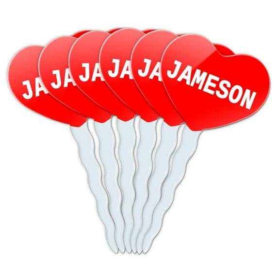 Jameson Heart Love Cupcake Picks Toppers - Set of 6