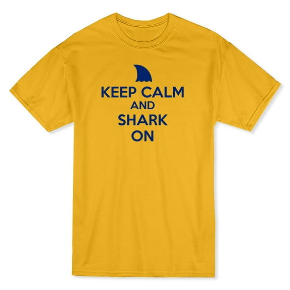 "Keep Calm And Shark On" Shark Fin Center Chest Graphic Men's T-shirt