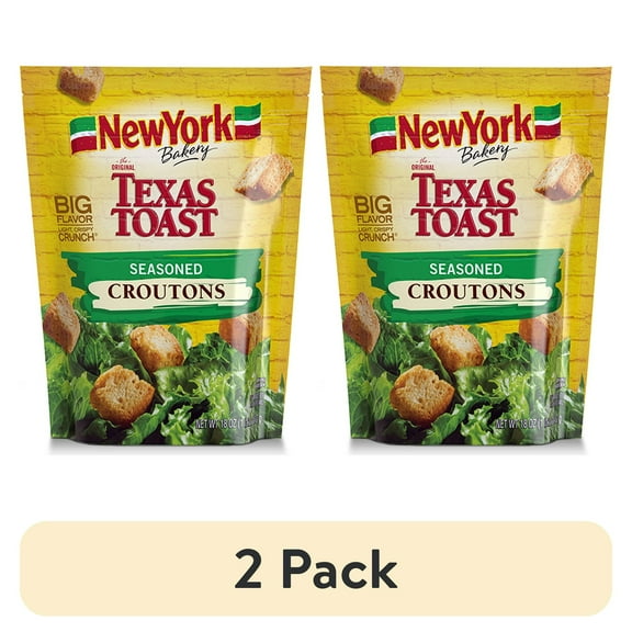 (2 pack) New York Bakery Texas Toast Seasoned Croutons, 5 oz Bag, (Pack of 4)