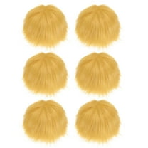 Uxcell 6-Pack Faux Fur Pom Poms, 3.9 Inch/ 10 cm Soft Fluffy PomPoms Balls with Elastic Loop for DIY[Ginger Yellow]