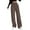 Brown, variant on Qxiansh Women's Wide Leg Pants Solid Color Casual Ribbed Elastic Waist Jogging Sports