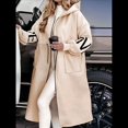 thumbnail image 4 of Chaqueta Cortavientos de Punto con Capucha y Larga para Mujer, de Gran Tamaño, Informal, con Cordón Ajustable en la Cintura y Cremallera. Albaricoque XL, 4 of 7