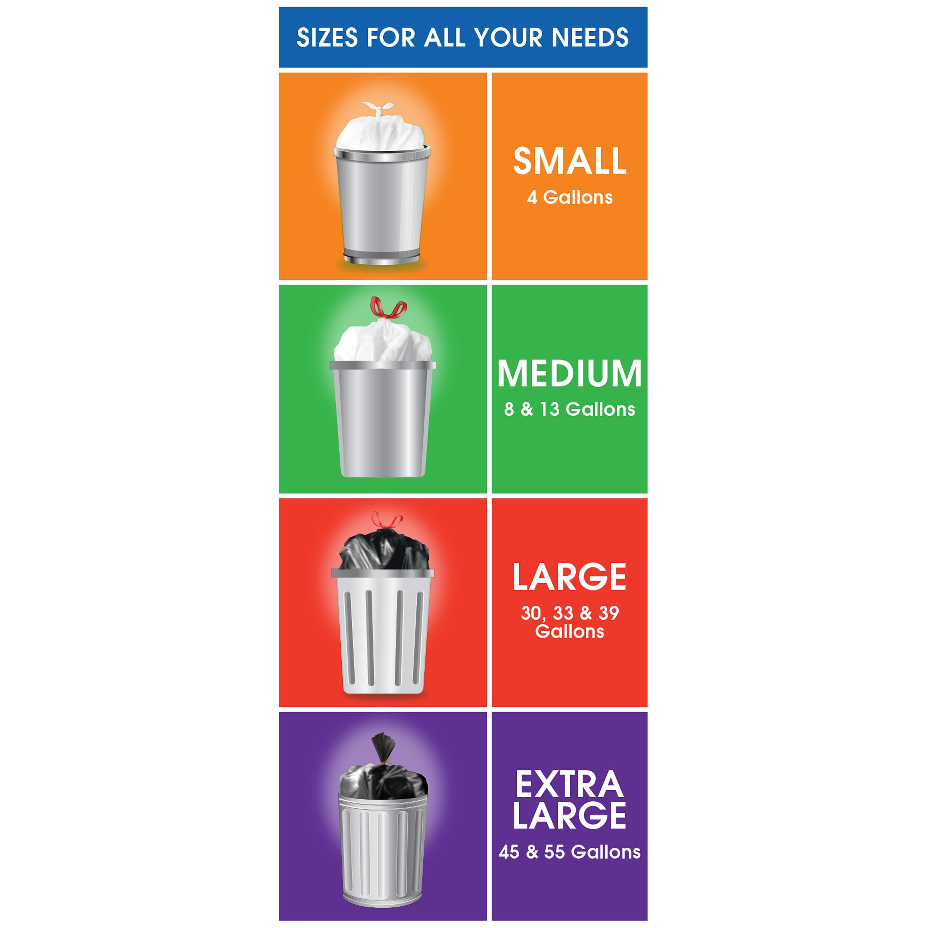Great Value 4 Gallon Strong Flex Small Drawstring Trash Bags, 20 Bags