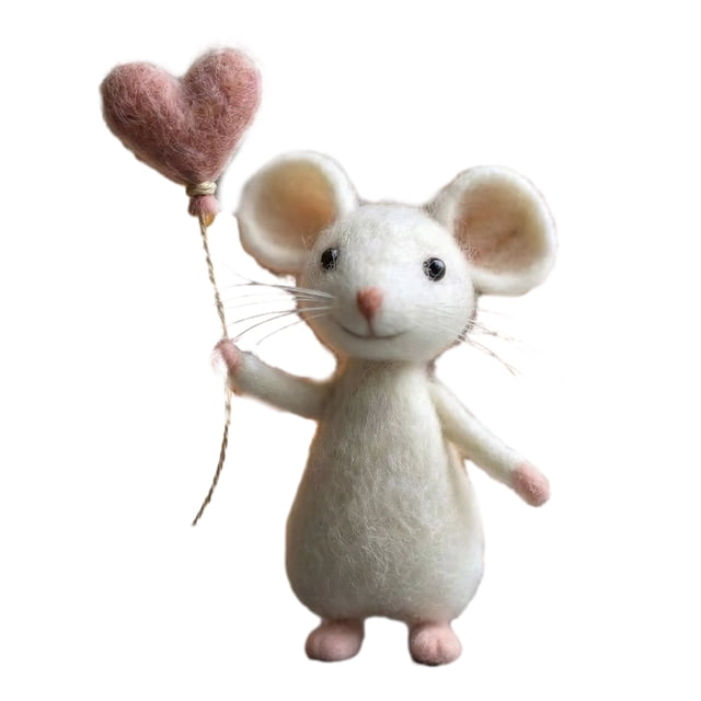 Hioecau Handmade Felt Mouse Plush Toy Animal Ornament Soft Charming Home Decor Unique Gift for Collectors