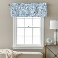 thumbnail image 5 of Rod Pocket Window Valances Blue Gradient Paisley Flower Short Kitchen Curtains Abstract Ethnic Floral Window Treatment Drapes for Bedroom Bathroom Living Room 56x16In,1 Panel, 5 of 9