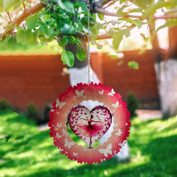 Fiudx Ofertas de la semana Carillón de viento giratorio de metal en 3D con forma de colibrí y flores, adorno colgante para jardín