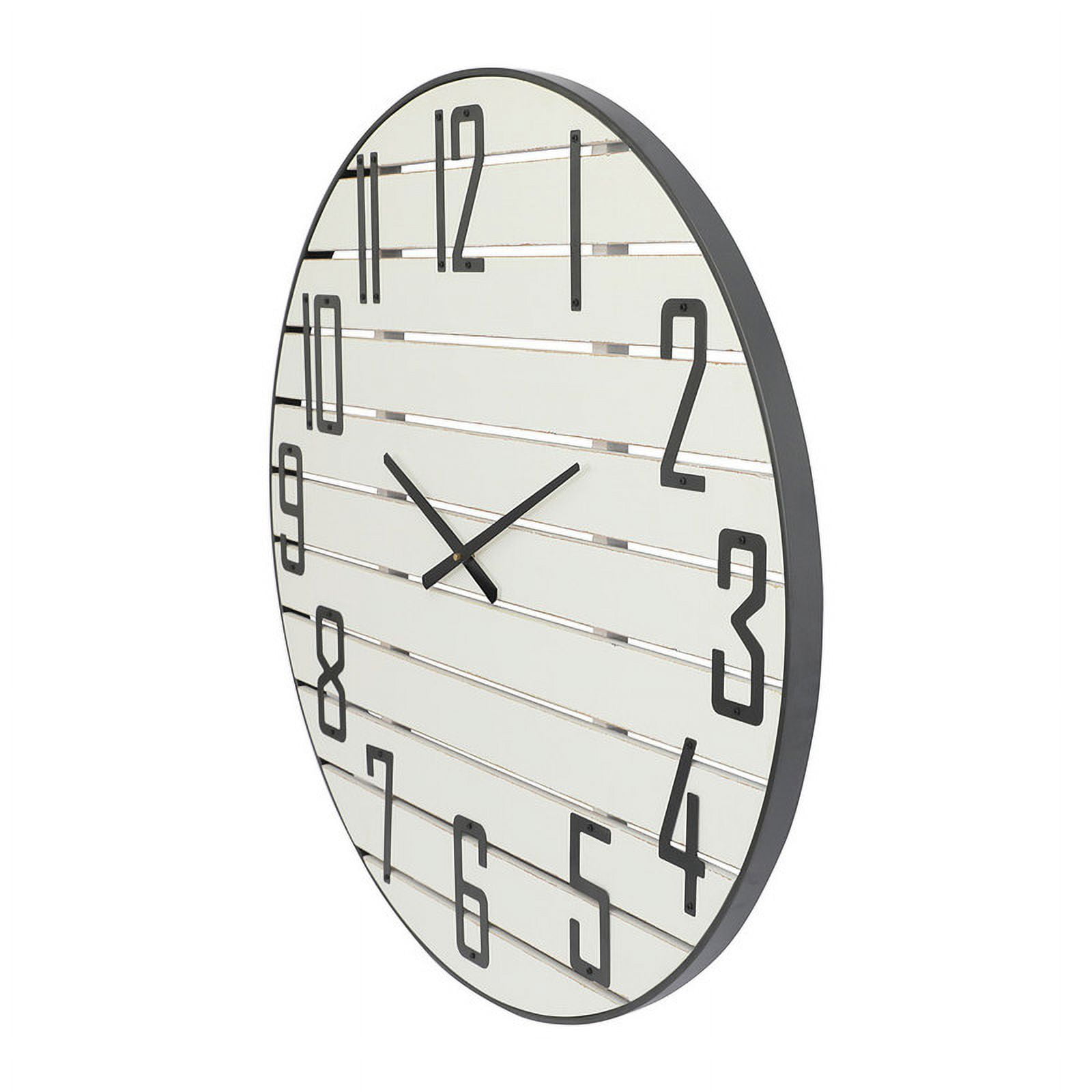 Adelina White Round Wood Farmhouse Wall Clock