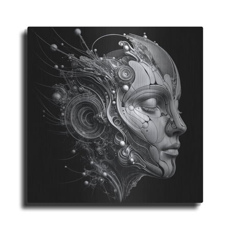 Luxe Metal Art Techno Face 3 by KIR.DART Metal Wall Art 24 x 24