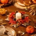 thumbnail image 5 of Bcylexb Fall Table Wreaths, 10.2" Artificial Maple Leaves Candle Ring Wreaths Halloween Thanksgiving Decorations for Table Centerpieces Party Kitchen, 5 of 6
