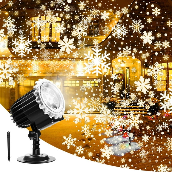Snowflake Projector Lights Outdoor, Upgraded HD LED Highlight Dynamic Christmas Snow Projection Lamp, IP65 Waterproof Snowfall Holiday Light Projector for Xmas, Party, Wedding, Garden