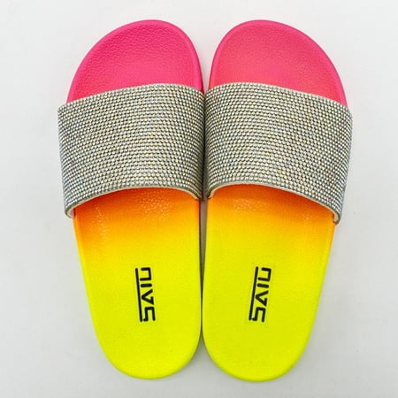 

XINSHIDE Women Slippers Female Slippers Colored Shiny Rhinestones Female Sandals And Slippers Fashion Shoes