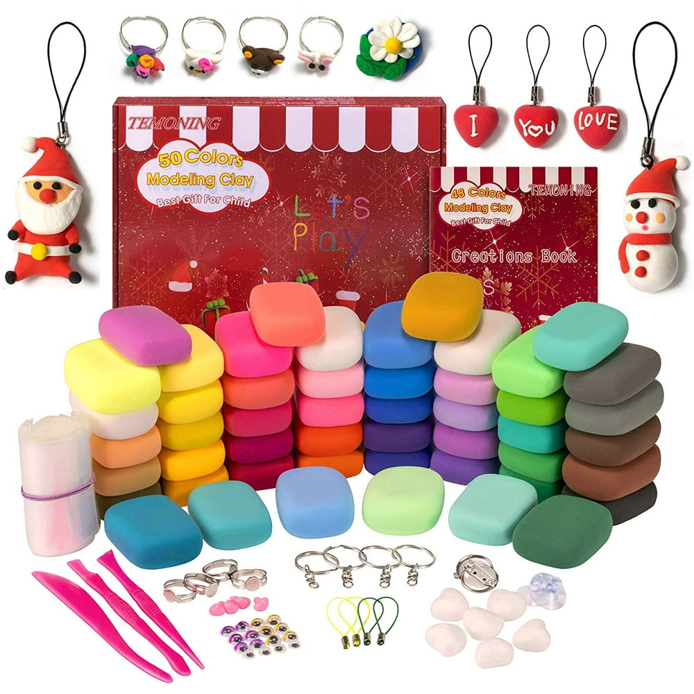 JoyX Modeling Clay Kit, 50 Colors Air Dry Clay with Tools and Big Model