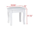 thumbnail image 3 of Organizedlife White Vanity Stool with Upholstered Seat and Solid Wooden Legs for Makeup Room, Bathroom, Living Room, 3 of 10